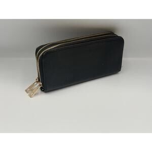 A New Day Double Zip Around Wallet Black